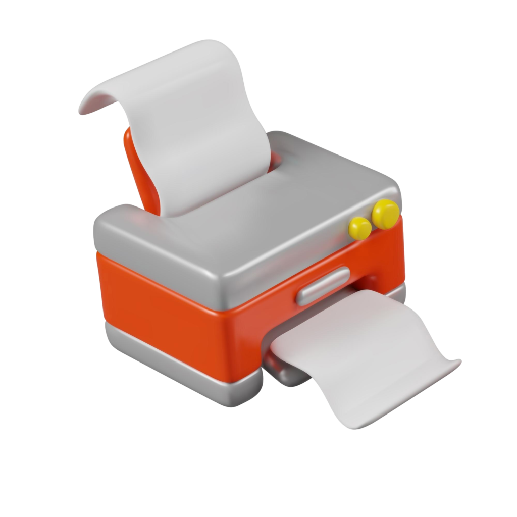 cartoon model realistic printer gray red colors