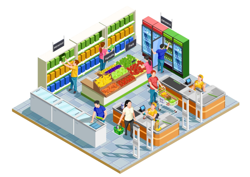 people shopping isometric