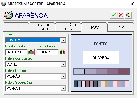 aparencia pdv pda