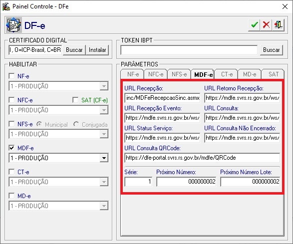 parametros mdfe