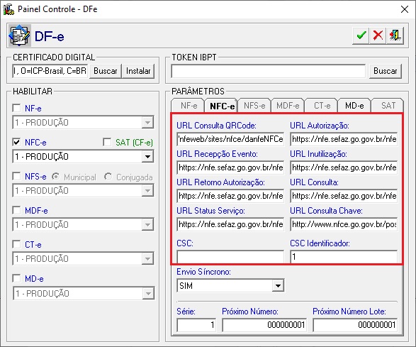 parametrosnfce