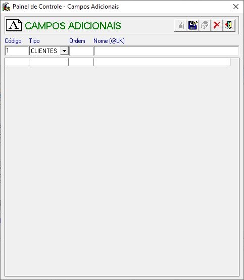 tela inicial de campos adicionais