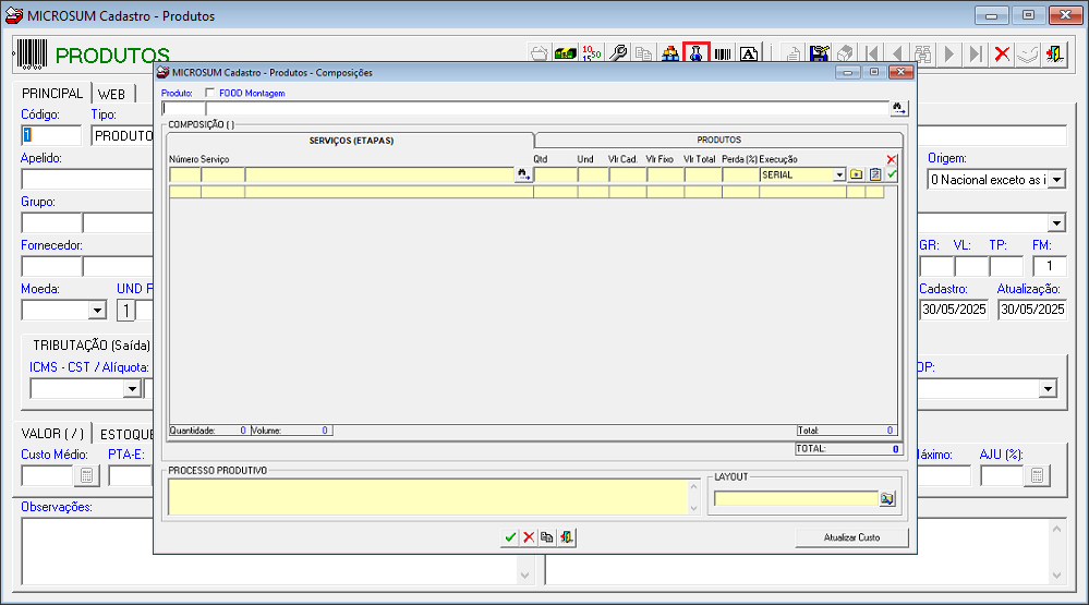 tela inicial de produtos