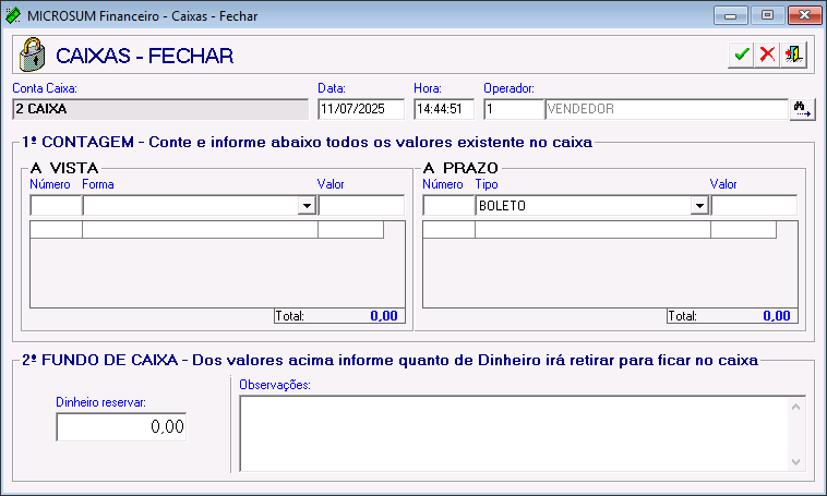 caixa fechar