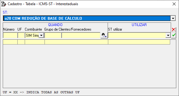 tela regra icms st 2