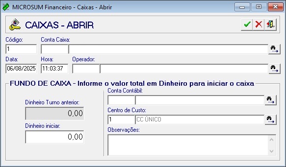 abrir caixa