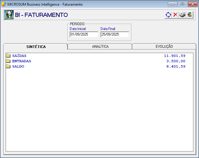 faturamento com informações