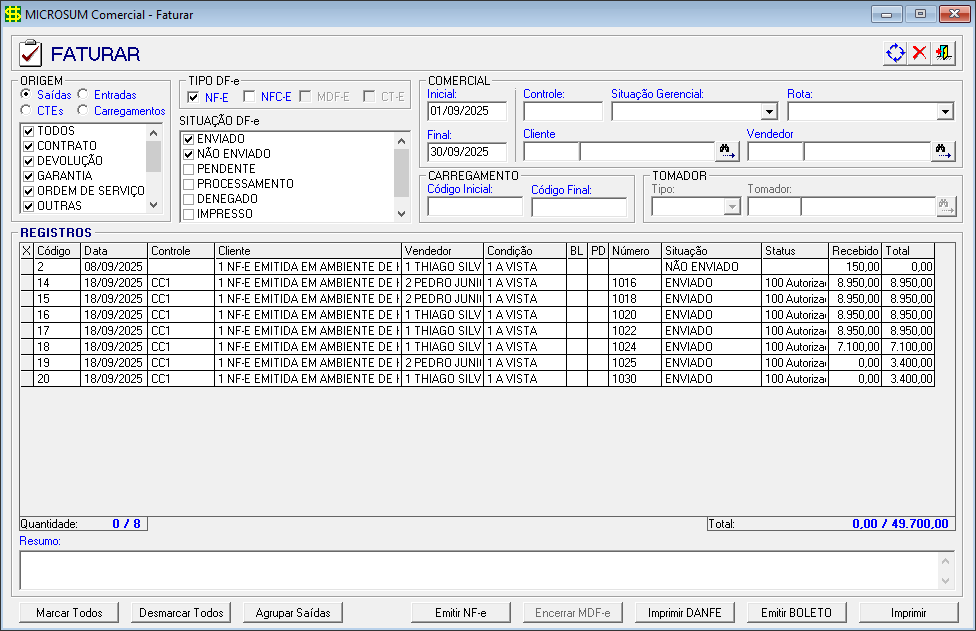 faturar com informacoes