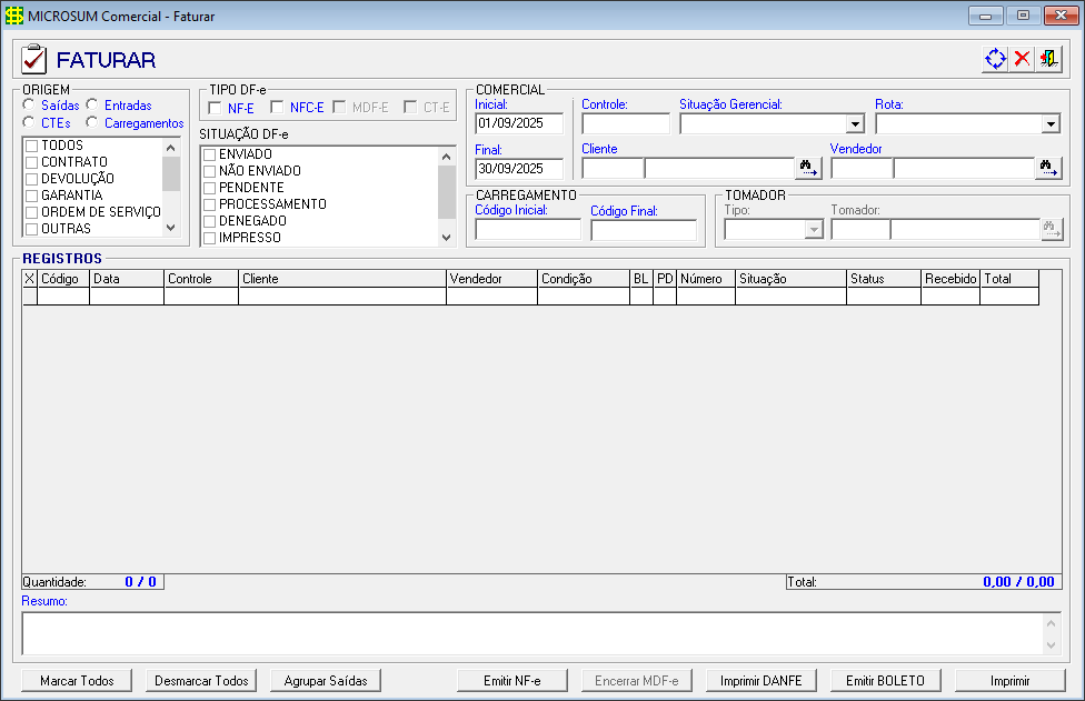 faturar sem informacoes