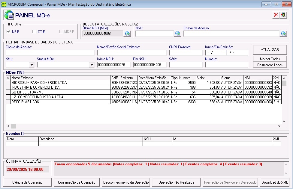 painel atualizar mde