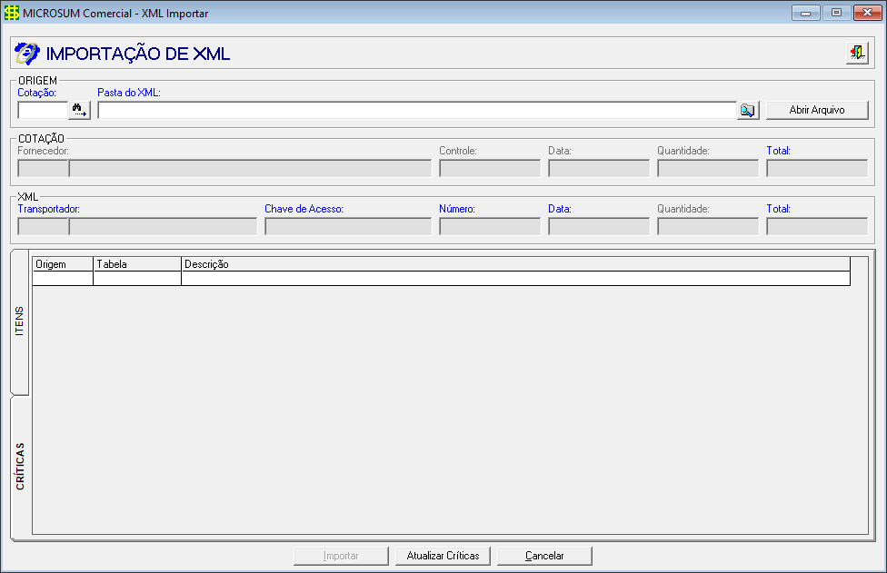 importaÇÃo xml