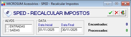 sped recalcular impostos
