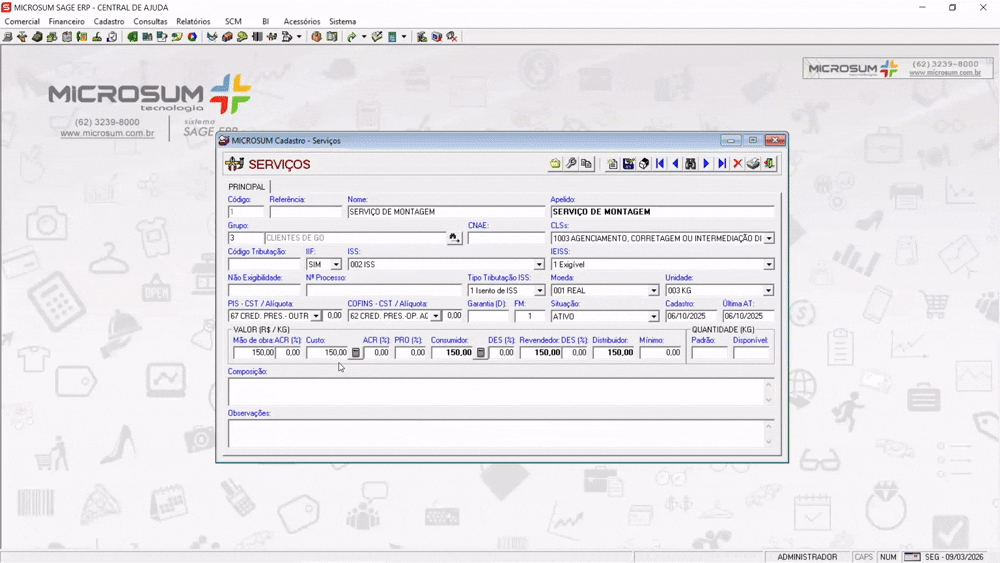 calculadora custo serviço